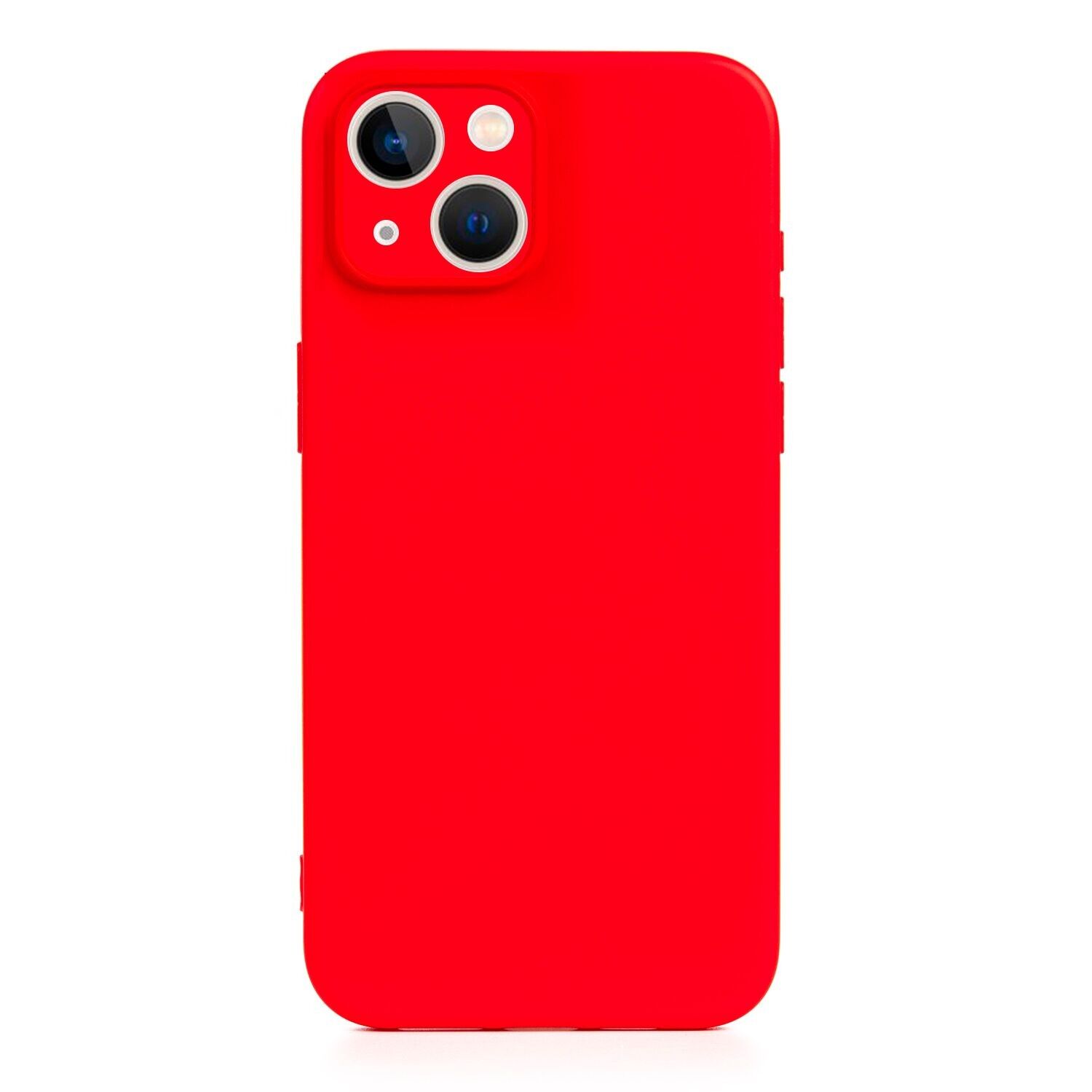 Custodia DAM Essential in silicone con protezione per fotocamera per iPhone 14. Interno in morbido velluto. 7,43x1,06x14,95 centimetri. colore rosso