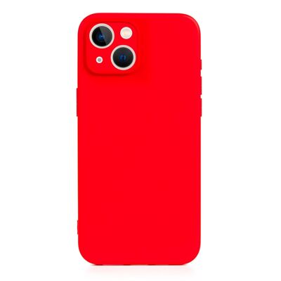 DAM Essential Silikonhülle mit Kameraschutz für iPhone 14. Innenseite aus weichem Samt. 7,43 x 1,06 x 14,95 cm. rote Farbe