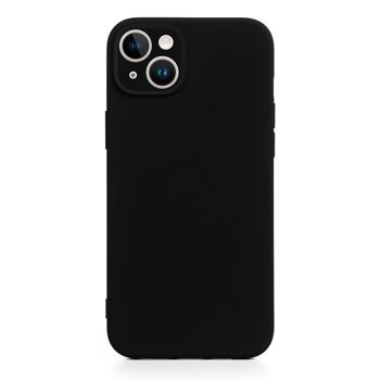 Coque en silicone DAM Essential avec protection d'appareil photo pour iPhone 14 Plus.  Intérieur en velours doux.  8,09x1,06x16,36 cm. La couleur noire 1