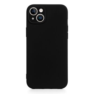 DAM Essential Silicone Case with Camera Protection for iPhone 14 Plus.  Soft velvet interior.  8.09x1.06x16.36 cm. Color: Black