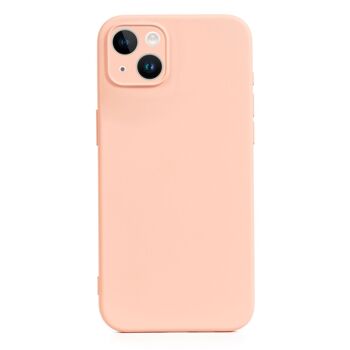 Coque en silicone DAM Essential avec protection d'appareil photo pour iPhone 14 Plus.  Intérieur en velours doux.  8,09x1,06x16,36 cm. Couleur: rose clair 1