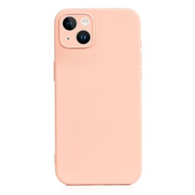 Coque en silicone DAM Essential avec protection d'appareil photo pour iPhone 14 Plus.  Intérieur en velours doux.  8,09x1,06x16,36 cm. Couleur: rose clair