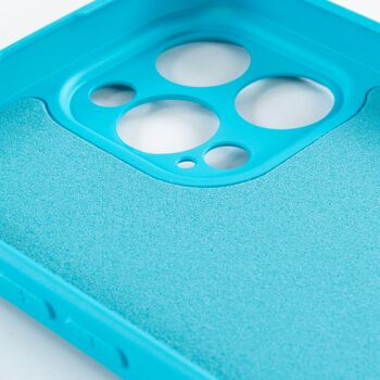 Coque en silicone DAM Essential avec protection d'appareil photo pour iPhone 14 Pro.  Intérieur en velours doux.  7,43x1,06x15,06cm. Couleur bleu 2
