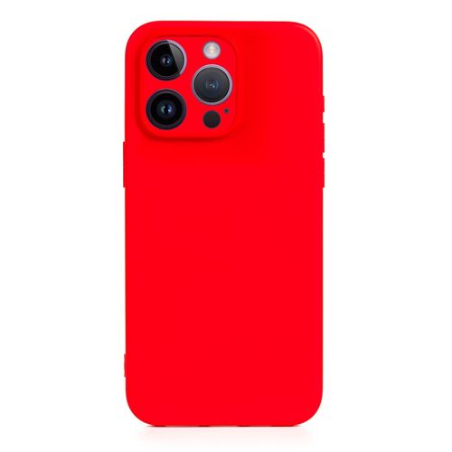 DAM Carcasa de silicona Essential con protección de cámara para iPhone 14 Pro. Interior aterciopelado suave. 7,43x1,06x15,06 Cm. Color: Rojo