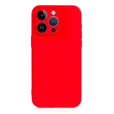 Coque en silicone DAM Essential avec protection d'appareil photo pour iPhone 14 Pro.  Intérieur en velours doux.  7,43x1,06x15,06cm. Couleur rouge