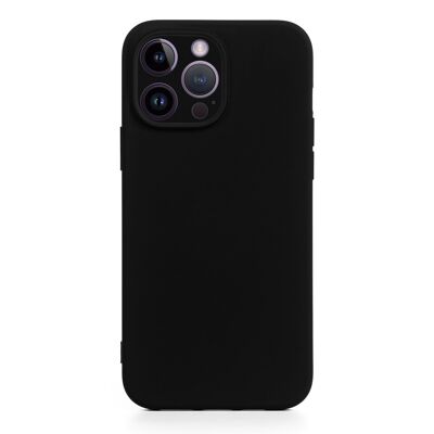 Coque en silicone DAM Essential avec protection d'appareil photo pour iPhone 14 Pro Max.  Intérieur en velours doux.  8,04x1,06x16,35cm. La couleur noire