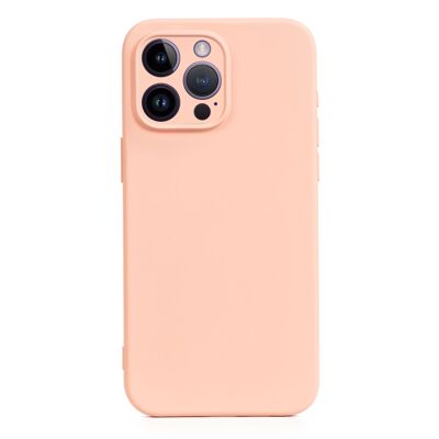 Custodia DAM Essential in silicone con protezione per fotocamera per iPhone 14 Pro Max. Interno in morbido velluto. 8,04x1,06x16,35 cm. Colore: rosa chiaro