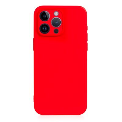 Coque en silicone DAM Essential avec protection d'appareil photo pour iPhone 14 Pro Max.  Intérieur en velours doux.  8,04x1,06x16,35cm. Couleur rouge