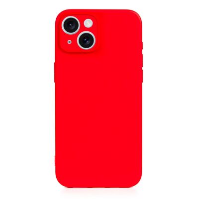 Coque en silicone DAM Essential avec protection d'appareil photo pour iPhone 15. Intérieur en velours doux. 7,44x1,06x15,04 cm. Couleur rouge