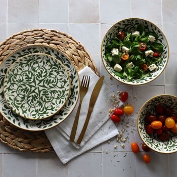 Assiette plate héraclée 27cm en grès décor vert 4