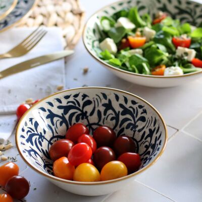 Heracled bowl 500ml in blue decor stoneware