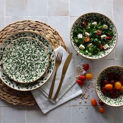 Assiette creuse héraclée 20cm en grès décor vert