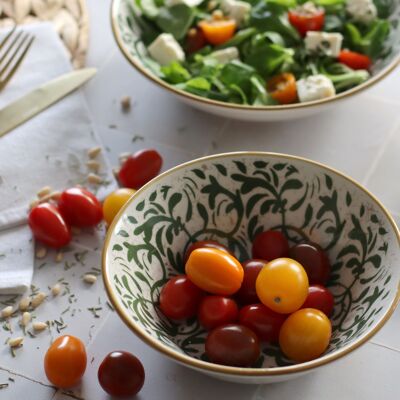 Heracled bowl 500ml in green decor stoneware