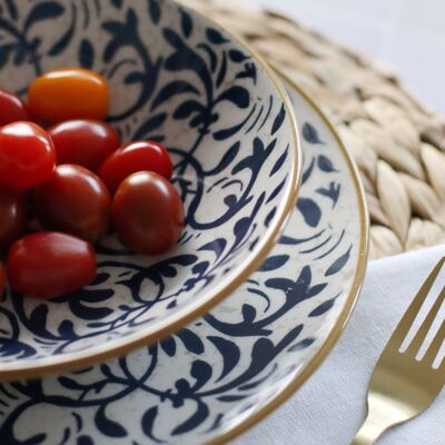Heracled hollow plate 20cm in blue decor stoneware