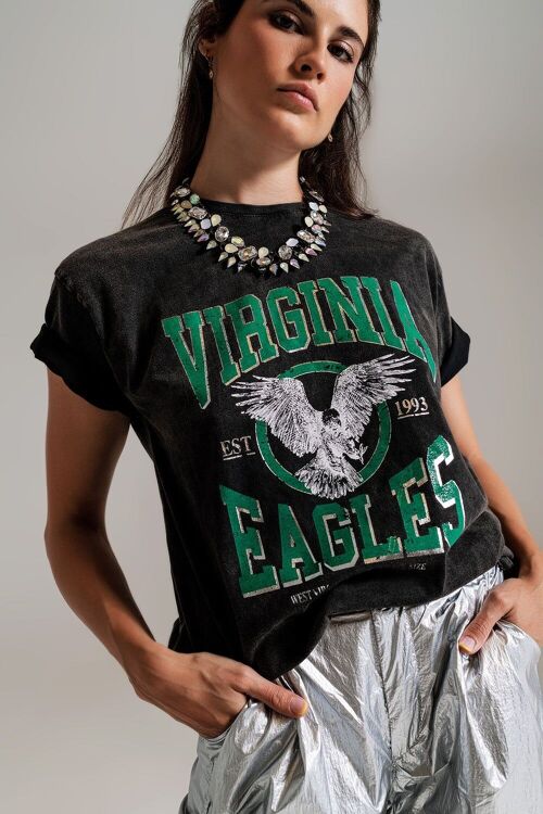 Black T-shirt  with Virgina Eagels text