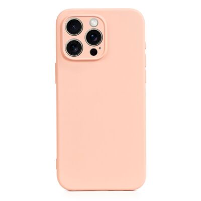 Custodia in silicone DAM Essential con protezione per fotocamera per iPhone 15 Pro Max. Interno in morbido velluto. 7,95x1,11x16,27 cm. Colore: rosa chiaro