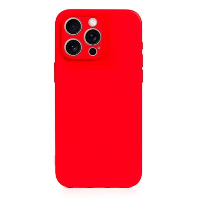 Custodia in silicone DAM Essential con protezione per fotocamera per iPhone 15 Pro Max. Interno in morbido velluto. 7,95x1,11x16,27 cm. colore rosso