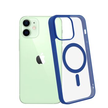 Coque hybride anti-choc DAM Magsafe pour iPhone 12 Mini.  Bords en silicone et dos en PVC.  6,7x1,02x13,43 cm. La couleur noire 3