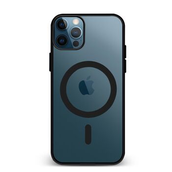 Coque hybride anti-choc DAM Magsafe pour iPhone 12 / 12 Pro.  Bords en silicone et dos en PVC.  7,43x1,02x14,95 cm. La couleur noire 1