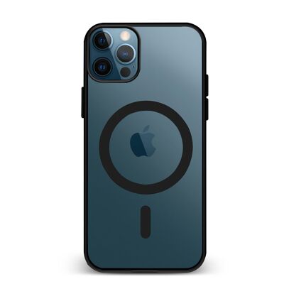 DAM Carcasa híbrida antigolpes Magsafe para iPhone 12 / 12 Pro. Bordes de silicona y PVC posterior. 7,43x1,02x14,95 Cm. Color: Negro