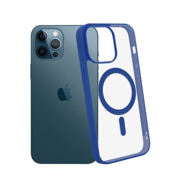 Coque hybride anti-choc DAM Magsafe pour iPhone 12 / 12 Pro.  Bords en silicone et dos en PVC.  7,43x1,02x14,95 cm. Couleur blanche 3