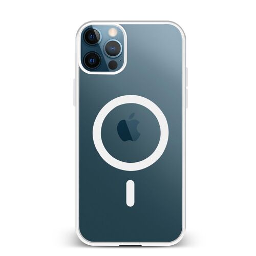 DAM Carcasa híbrida antigolpes Magsafe para iPhone 12 Pro Max. Bordes de silicona y PVC posterior. 8,09x1,02x16,36 Cm. Color: Blanco