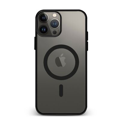 Coque hybride anti-choc DAM Magsafe pour iPhone 13 Pro Max.  Bords en silicone et dos en PVC.  8,09x1,04x16,36 cm. La couleur noire