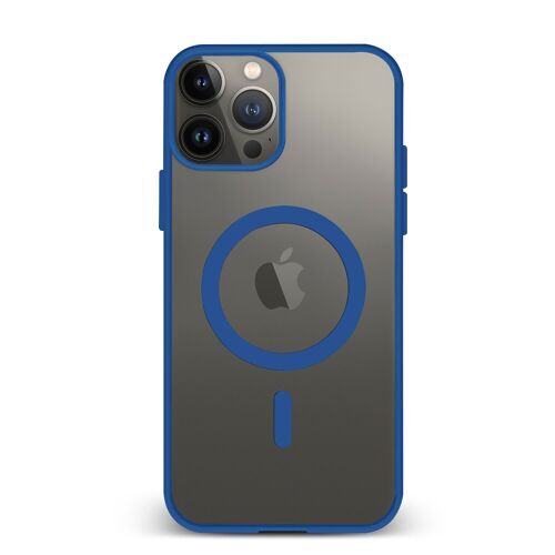 DAM Carcasa híbrida antigolpes Magsafe para iPhone 13 Pro Max. Bordes de silicona y PVC posterior. 8,09x1,04x16,36 Cm. Color: Azul Oscuro