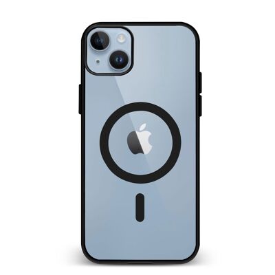 Custodia ibrida anti-shock DAM Magsafe per iPhone 14 Plus. Bordi in silicone e retro in PVC. 8,09x1,06x16,36 cm. Colore nero