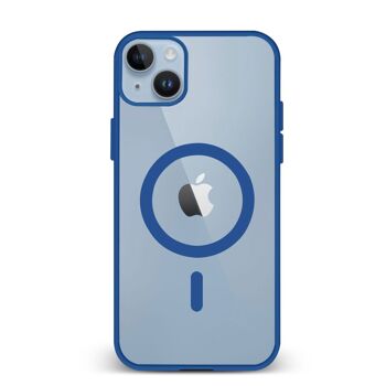 Coque hybride anti-choc DAM Magsafe pour iPhone 14 Plus.  Bords en silicone et dos en PVC.  8,09x1,06x16,36 cm. Couleur : bleu foncé. 1