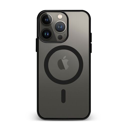 DAM Carcasa híbrida antigolpes Magsafe para iPhone 14 Pro. Bordes de silicona y PVC posterior. 7,43x1,06x15,06 Cm. Color: Negro