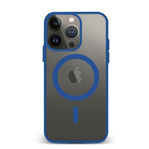 DAM Carcasa híbrida antigolpes Magsafe para iPhone 14 Pro. Bordes de silicona y PVC posterior. 7,43x1,06x15,06 Cm. Color: Azul Oscuro