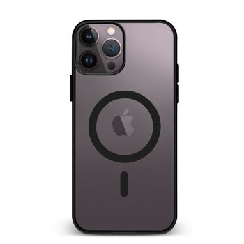 Coque hybride anti-choc DAM Magsafe pour iPhone 14 Pro Max.  Bords en silicone et dos en PVC.  8,04x1,06x16,35cm. La couleur noire 1
