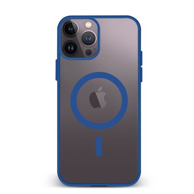 Custodia ibrida anti-shock DAM Magsafe per iPhone 14 Pro Max. Bordi in silicone e retro in PVC. 8,04x1,06x16,35 cm. Colore: blu scuro
