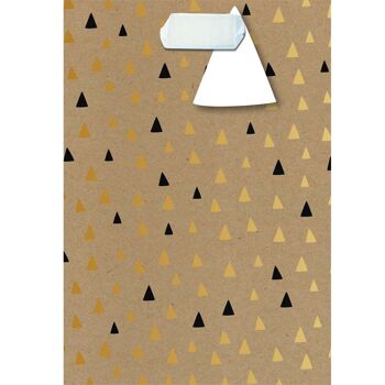 Sac cadeau kraft petit format Triangles Black & Gold 3