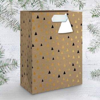 Sac cadeau kraft petit format Triangles Black & Gold 4