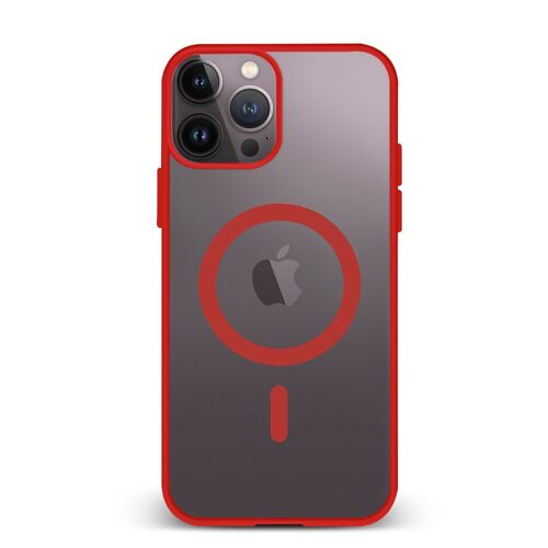 DAM Carcasa híbrida antigolpes Magsafe para iPhone 14 Pro Max. Bordes de silicona y PVC posterior. 8,04x1,06x16,35 Cm. Color: Rojo
