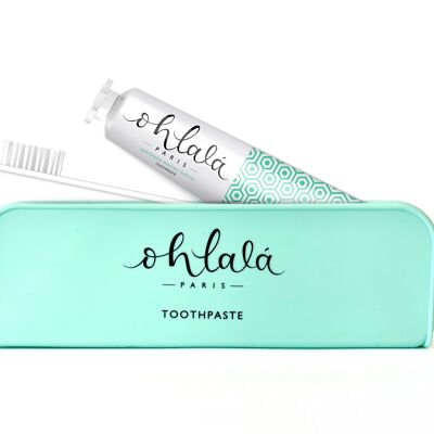 Ohlalá PREMIUM Travel Kit - Cepillo de dientes biodegradable + pasta de dientes Fresh Mint 75 ml - estuche premium
