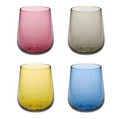 TUMBLERS CRACKLE 379 ML SET A 4 COLOR ASSORTED