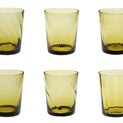 VASOS TRIBECA 350 ML VERDE MOSTAZA SET A 6