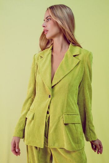 Blazer à boutons vintage en cordon vert citron 2