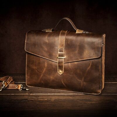 Real Leather Mens Womens Briefcase Portfolio Laptop Bag