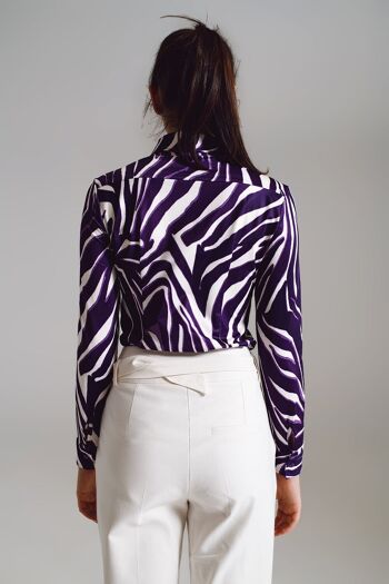 Blouse à imprimé zèbre en Violet et Crème 2