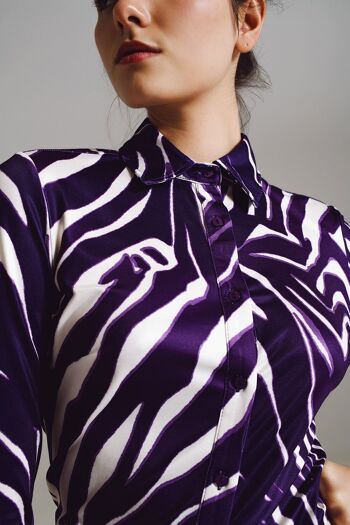 Blouse à imprimé zèbre en Violet et Crème 4