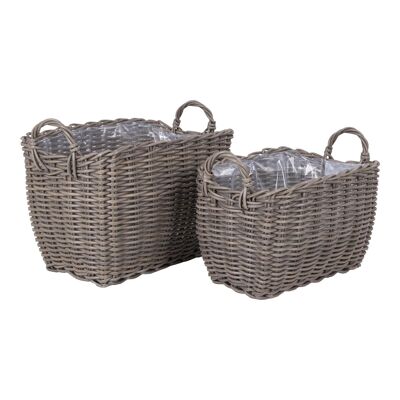 Demak Baskets - 2 cestini in rattan con interno in plastica