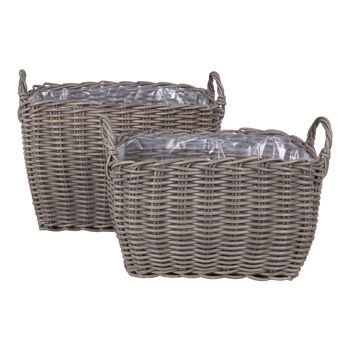 Demak Baskets - 2 paniers en rotin avec intérieur en plastique 3