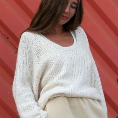 V-neck sweater - Ecru