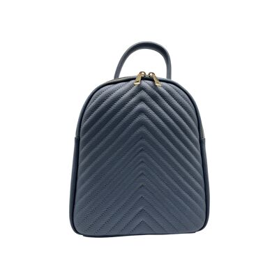VALERIE BLUE GRAINED LEATHER BACKPACK
