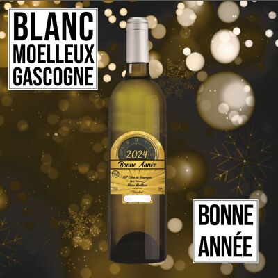 Vin cadeau Réveillon "Nouvel an" - IGP - Côtes de Gascogne Grand manseng blanc moelleux 75cl