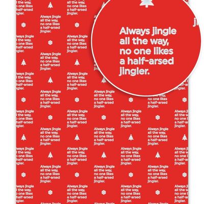 Christmas Gift Wrap - Half Arsed Jingler **Pack of 2 Sheets Folded** by Brainbox Candy
